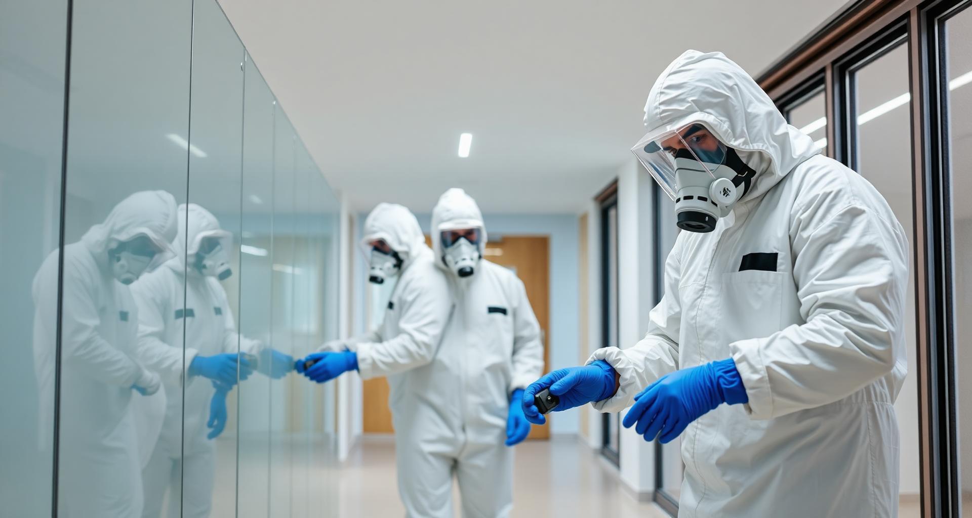 VRT Saneringen team in beschermende kleding